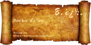 Berke Éva névjegykártya